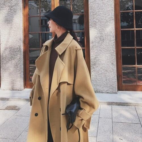 Plus Size Long Wool Coat Womens Clothing 2020 New Autumn Winter Double-breasted Wool jacket Female Outerwear casaco feminino