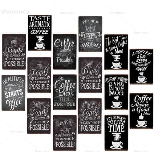 Coffee Tin Sign Vintage Metal Sign Plaque Metal Vintage Wall Decor for Cafe Kitchen Coffee Corner Retro Metal Posters