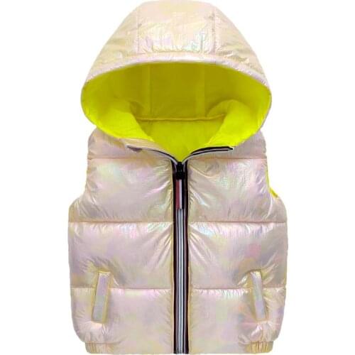 ZWY421 Child Waistcoat Children Outerwear Winter Coats Kids Clothes Warm Hooded Cotton Boys Girls Vest For Age 3-10 Years Old