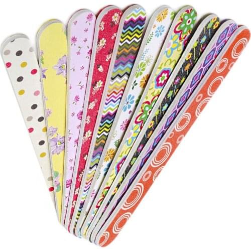 10pcs/lot Nail File 100/180 DIY Buffer Block Sanding Flower Image Straight Shape Durable Sandpaper Acrylic Manicure Tools WS#22