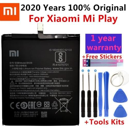 100% Original Xiao Mi Original Replacement Battery BN39 For Xiaomi Mi Play Authentic Battery 3000mAh Mobile Phone Batteries