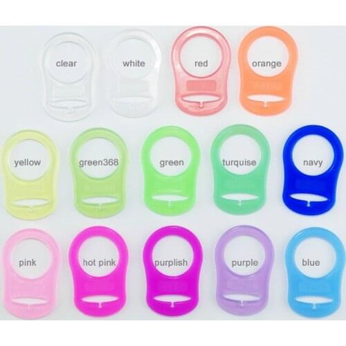 200 pcs Transparent clear Silicone pacifier Rings Baby Mam Rings/Dummy Clips Adapter HD047 13 Colors