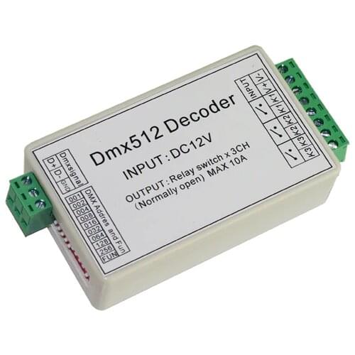 3 Channel 5A DMX512 Decoder Controller Relay Switch Kit DIY Converter DMX Dimmer Relay With Protective Shell
