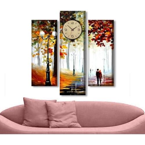 3 piece Clocks Canvas Table-Oil Painting-Looking Road Table Clock Special Production Fashion Vivid Living Home Decor Difference Creative