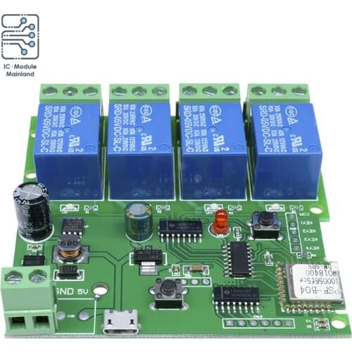 4 Channel WiFi Wireless Smart Switch Relay Module USB 5V DC7-32V WIFI Relay Switch Module for Smart Home APP Remote Control