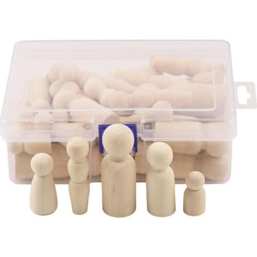 40Pcs Assorted Wooden Peg Doll Bodies to Paint, Cake Topper, and Natural Unfinished Wood Toys for DIY Arts and Crafts Unpainted