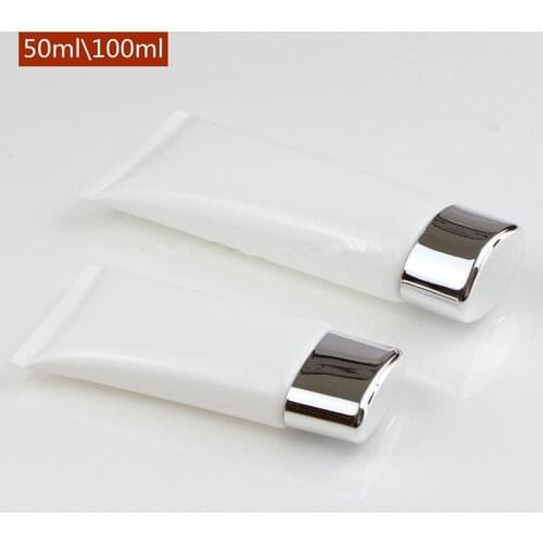 50ml 100ml White Soft Tube Silver Cap Mildy Wash Butter Bandcream Facial Cleanser BB CC Cream Packaging Bottles Tubes 50pcs/lot