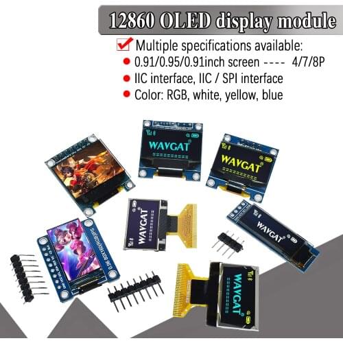 White Yellow Blue color 4Pin 7Pin128X64 OLED LCD LED TFT Display Module For Arduino 0.91 0.95 0.96 I2C IIC Serial new original