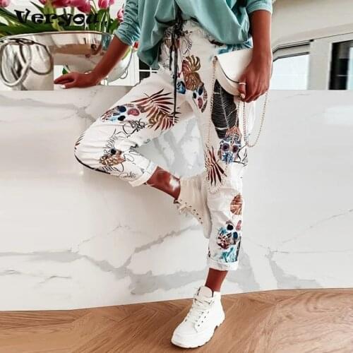Spring Summer New Flower Print Long Pants Fashion Lace-Up Elastic Waist Sport Trousers Casual Women Pocket Sweatpants Streetwear