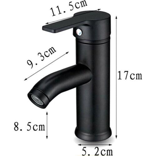 Part Faucet Matte Black Sink Basin Cold / Hot Mixer Rustproof Stainless Steel
