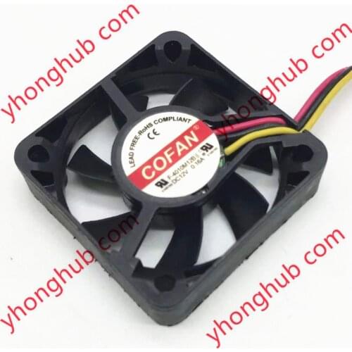 COFAN F-4010M12BII DC 12V 0.16A 40x40x10mm 3-wire Server Cooling Fan