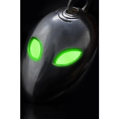 Double Alien Pendant 925 Sterling Silver Handmade Sci-Fi Style Necklace Pendant Outdoor Keychain