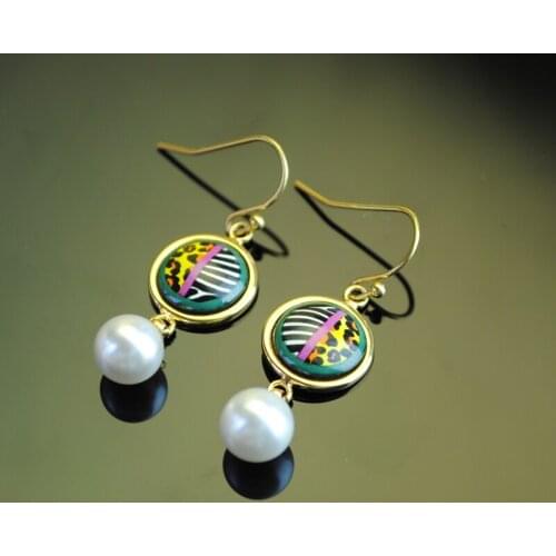 Cloisonne hand painted enamel European style earrings 12