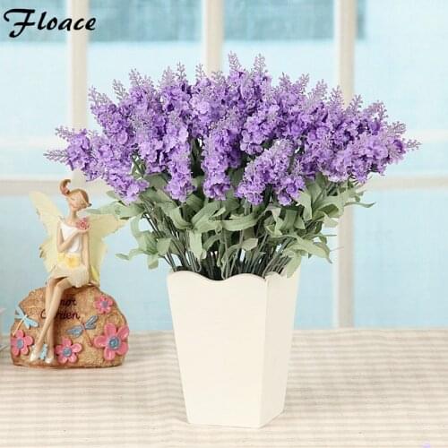 Floace Silk flower decoration flower dining table wooden vase lavender artificial flower set