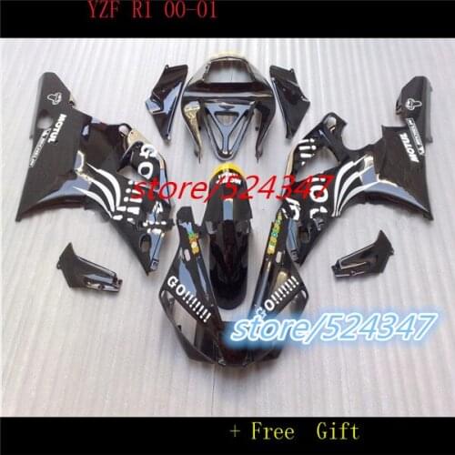 GO!!!! MOTUL black Fairing for YZF R1 00-01 YZF-R1 2000-2001 YZF1000 YZFR1 00 01 2000 2001