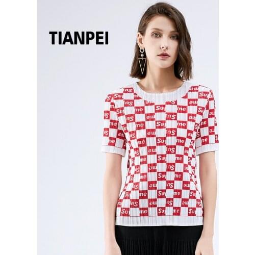 Женские футболки с коротким рукавом 天裴褶皱 China At AliExpress