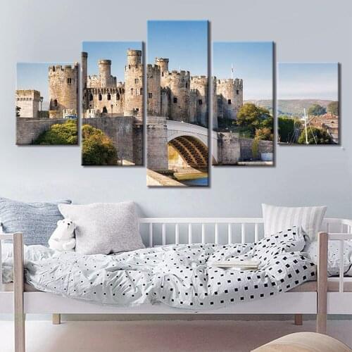 5 Piece Canvas Paintings Home Decor HD Prints Ancient castle Pictures Poster Wall Art