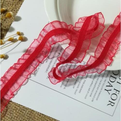 1Yard Latest Elastic Lace Ribbon Trim Craft Dress 2.5cm Guipure Elastic Red Lace Fabric Sewing DIY Decoration Lace dentelle L008