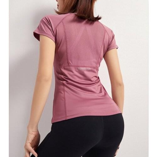 Summer sports T-shirt womens breathable mesh running training fitness top fast dry Tight Sexy Yoga short sleeve Sport Wear