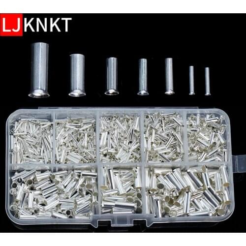 Tin-coated Copper Material Uninsulated Crimp Terminals Wire Connectors Tube Set Non-Insulated Electrical Bare Mixed Kits