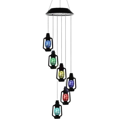 Changing Solar Powered Lanterns Wind Chime Wind Mobile LED Light, Gzero Spiral Spinner Windchime Portable Outdoor Chime for Pati