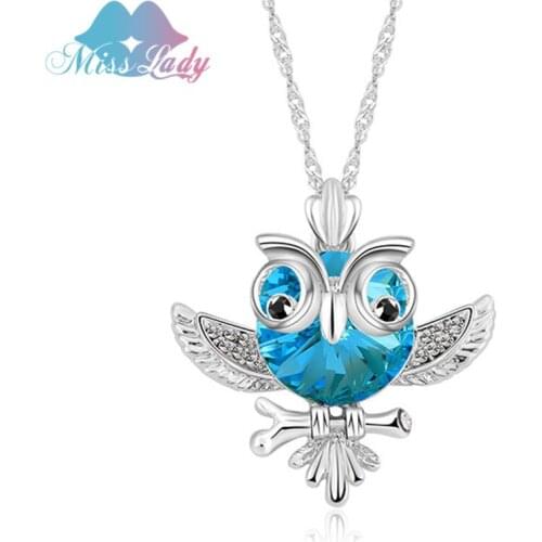 Miss Lady High Quality Vintage Crystal Jewelry Cute Owl Animal Necklace Pendant Chain Necklace For Women SY-N00681