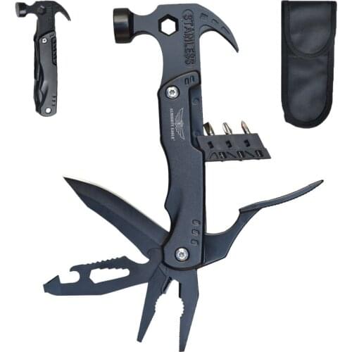 Claw Hammer Multitool Camping Accessories Survival Gear and Equipment 16 in 1 Hatchet with Knife Hammer Saw Screwdrivers Pliers