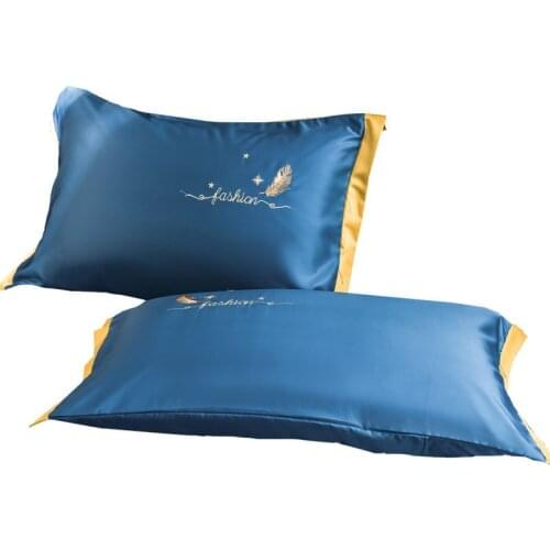 Wash Silk Pillowcase Solid Color Pillowcase Single Simple Ice Silk Whole Head Set Double Home Pillow Covers Fall Decorations