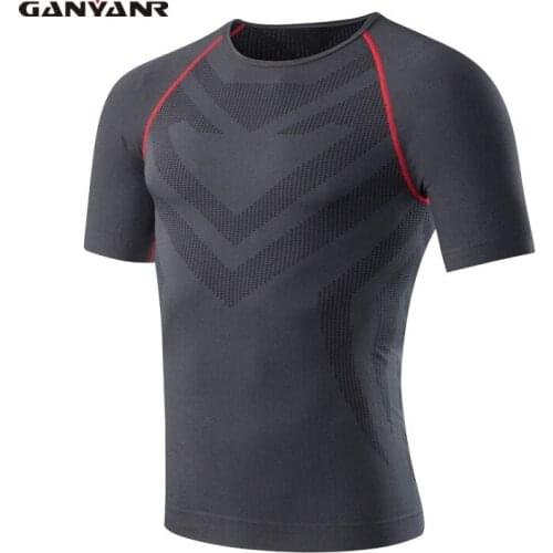 GANYANR Brand Compression T Shirt Short Sleeve Man Dry Fit T Shirts Training Tights Sport Quick Dry Solid Spandex Jogging Suits