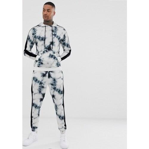 3D Digital Printing Color Matching Hooded Sports Suit Mens Spring and Autumn New Casual 2 Piece Set Harajuku Sport Wear