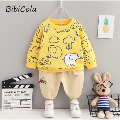 New childrens clothing boys spring and autumn suits baby western-style printing suits two-piece suits for children aged 1-4