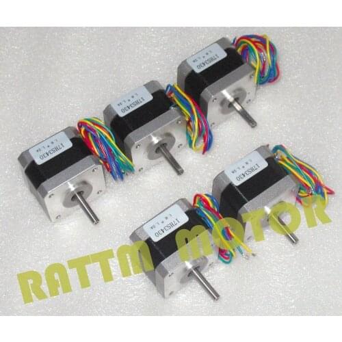 New products!!! 5PCS Nema17 stepper motor 34mm / 38oz-in/1.2A 4 Leads for 3D Print / Robot / CNC Router Milling Machine