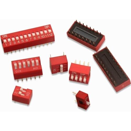 10PCS Slide Type Switch 1P 2P 3P 4P 5P 6P 7P 8P 9P 10P 11P 12P Bit 2.54mm DIP Pitch Toggle Switch Blue Snap Switch For PCB