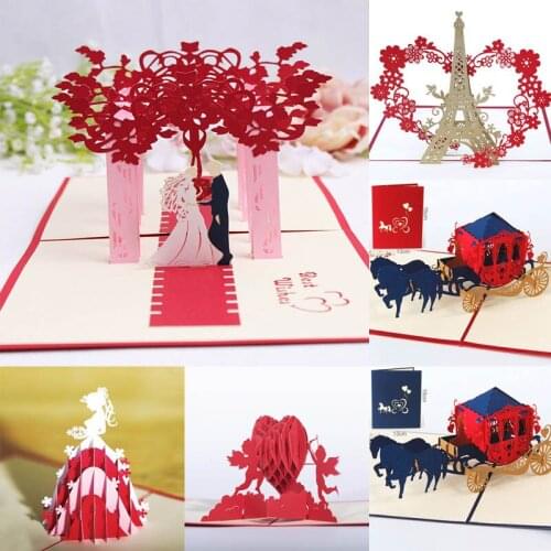 1 set Invitations Cards Handmade Anniversary Merry Christmas Card Gifts Valentine Lover Greeting Cards Hot New 3D Pop Up