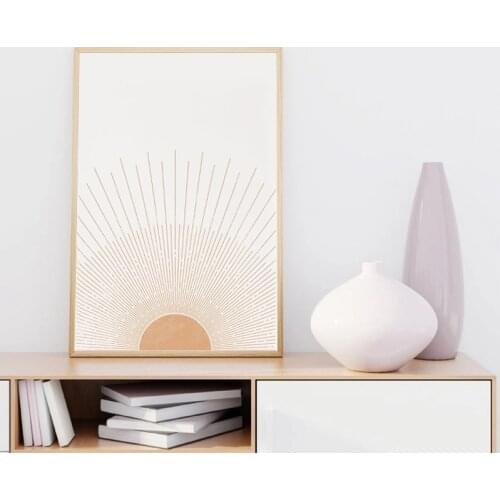Rising Sun Print Boho Decor Neutral Wall Art Canvas Picture Abstract Painting Modern Minimalist Poster Living Room Bedroom Decor