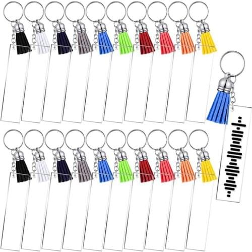 R2LE 80 Pieces Keychains Set Including 20 Rectangle Acrylic Blanks 20 Keychain Tassels 20 Key Chain Rings and 20 Jump Rings