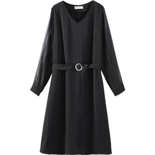 Plus Size 10XL 8XL 6XL Women Long Sleeves Spring Dresses Femme Elegant Officel Work Wearing Tops A-line Slim Dress For Mujers