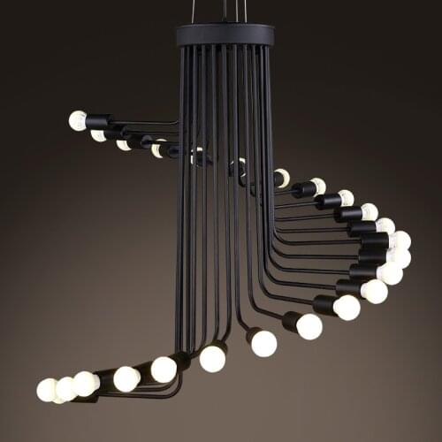 Nordic Retro Wrought Iron Industrial Chandelier Modern Art Stairs Spiral Shape Pendant Lamps for Cafe Bar restaurant living room