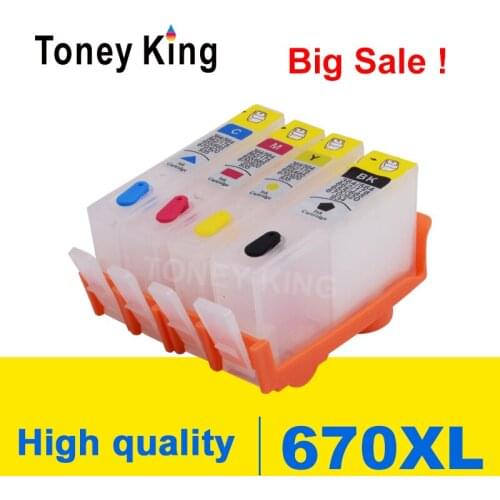 Toney King Refill Ink Cartridge For HP 670 XL For HP670 Deskjet Ink Advantage 3525 4615 4625 5525 6520 6525 Printer