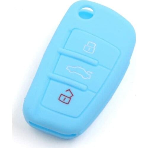 Uxcell Light Blue Silicone Car Remote Flip Key Fob Cover Case for Audi A1 A3 A4L A6L Q7 Q5 Q3
