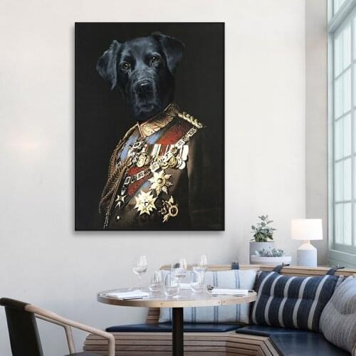 Vintage Poster Wall Art Dog Retro Nostalgia Gentleman Oil Painting Animal Print Canvas Picture Living Room Home Decoration