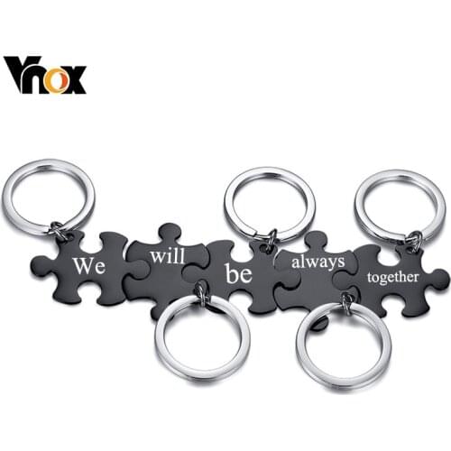Vnox Free Custom Engrave Words Letters Puzzle Key Chains for Men Women,Solid Stainless Steel Metal BFF Gifts Accessory