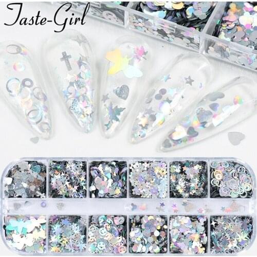 Mirror Sparkly Butterfly Nail Sequins Paillette Mixed Colors Nail Holographics Glitter 3D Flakes Slices Spangle Art Accessories