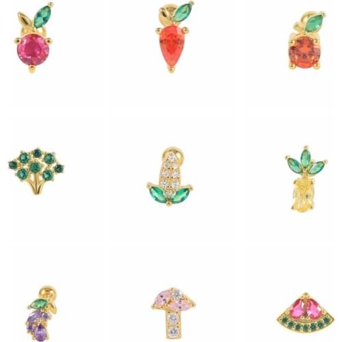 Viny Pineapple Watermelon Radish Fruit Vegetable Earring For Women 925 Sterling Silver Piercing Stud Earring Pendiente Jewelry