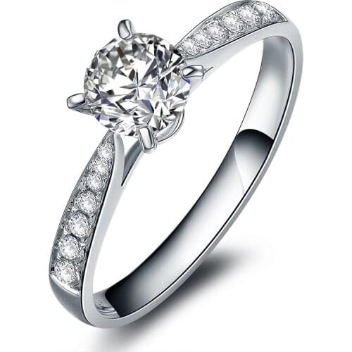 0.15carat Round Cut Natural Diamond Engagement Wedding Ring Diamond Accents 14k White Gold For Women