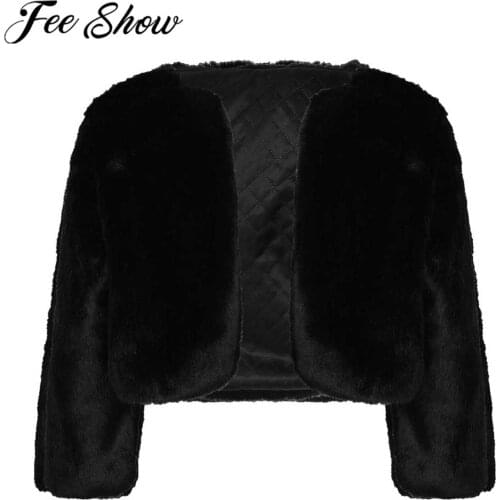 2021 Winter Girls Long Sleeve Jackets For Children Faux Fur Coat Cape Flower Girl Dresses Wedding Jackets Wrap Kids Shawl Bolero