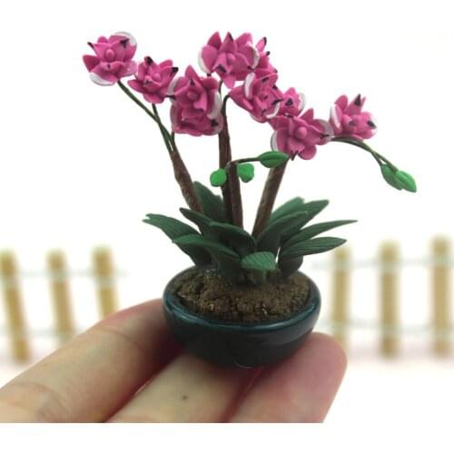 1:12 Scale Doll House Living Room Handmade Flowers Decoration Simulation Potted Plants Dollhouse Miniature Garden Accessories