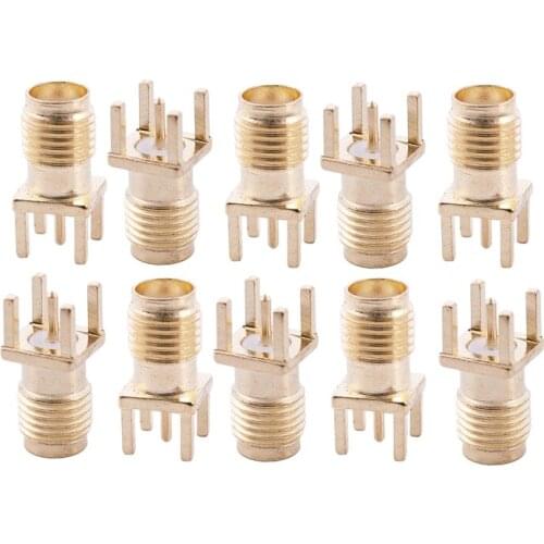 10x SMA Female Jack Solder PCB Mount Straight RF Connector Gold