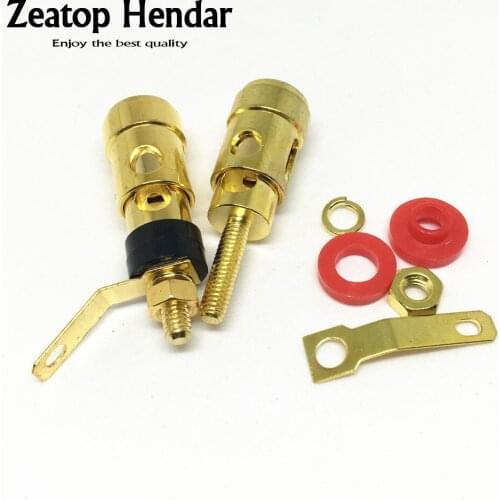 20Pcs Gold Plated Big Speaker Binding Post Insulator Amplifier Audio Spring Lock Loaded Press Terminal 4mm Connectors