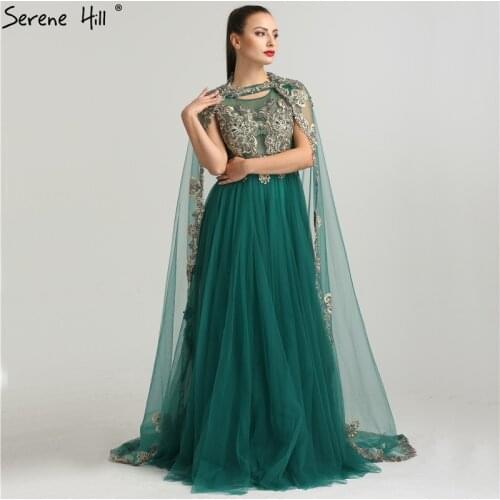 2020 With Cap d Embroidery Crystal Evening Dresses Long Fashion A-Line Sexy Evening Gowns Real Photo LA6402